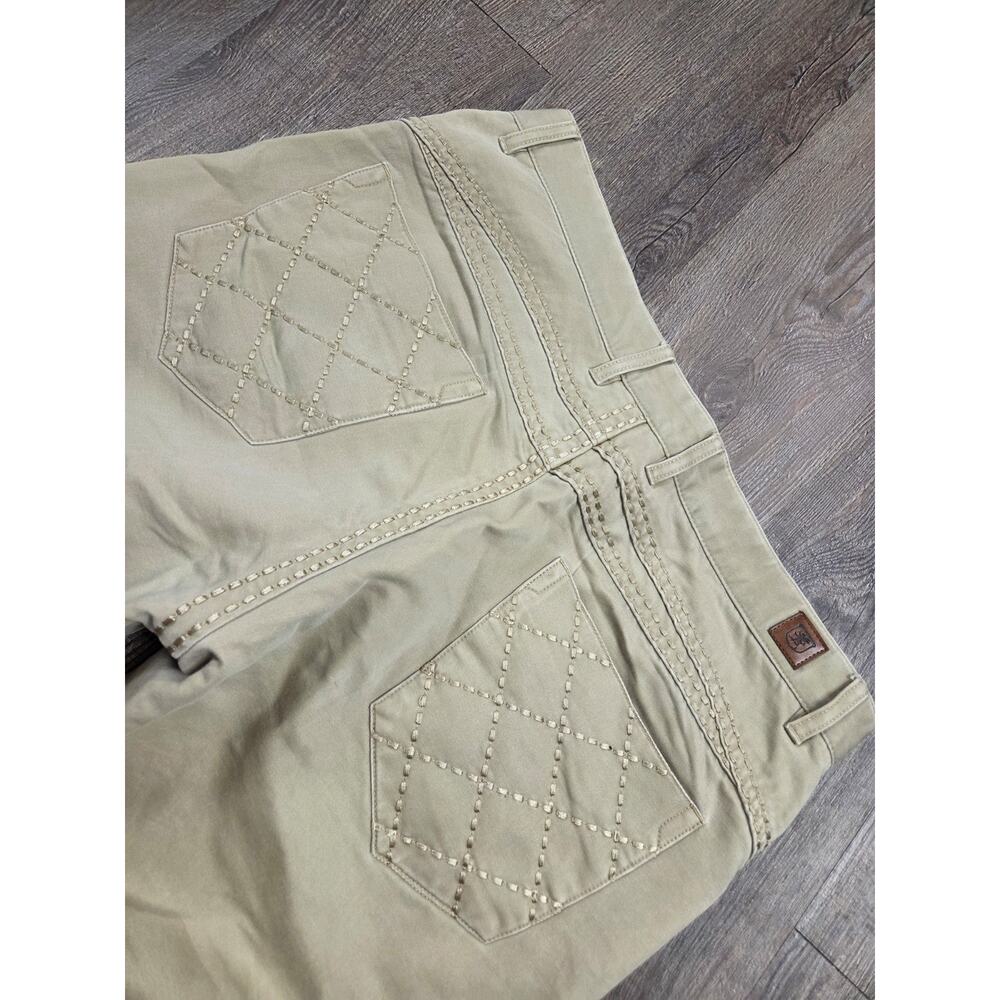 Stacy Adams Tan Pants Khakis Top-Stitch Straight Flat Front 32x30 (tag34x32) - Picture 9 of 10